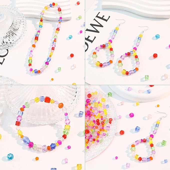 LAIDANLA 800PCS Glass Beads Mixed Color Crystal Beads Assorted Crystal Beads with Container Box for DIY Necklace Bracelet Earring Jewelry Making