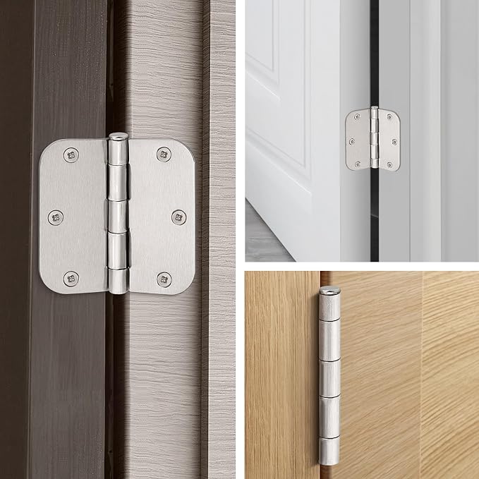 KNOBWELL Brushed Nickel Door Hinges, 3.5" Exterior Door Hinges, 3 Pack | 3.5" x - Image 8