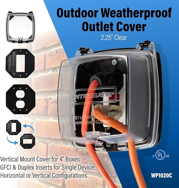 Intermatic WP1020C Deep Weatherproof Outlet Cover, Vertical | 2-1/4", GFCI and - Image 2