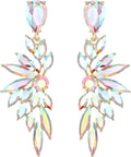 BriLove Women's Wedding Bridal Crystal Teardrop Multi Marquise Cluster Bling Dangle Earrings