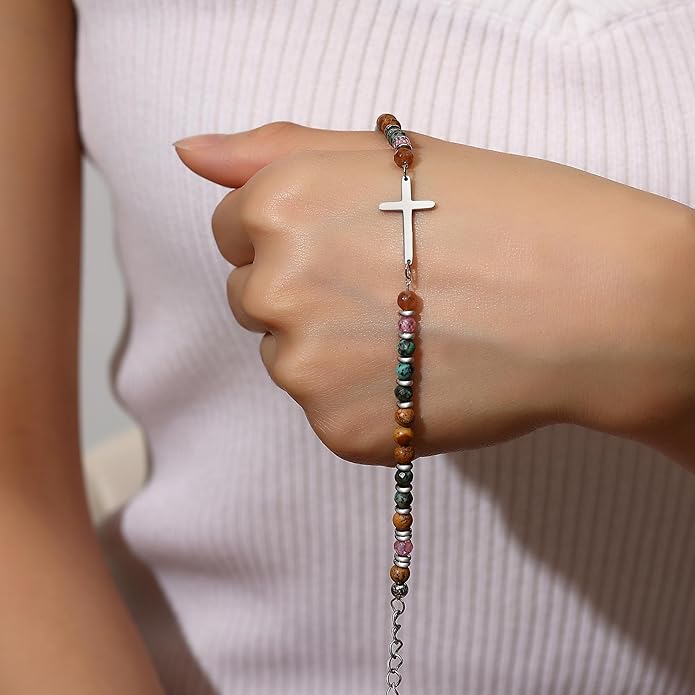 TONY & SANDY Christian Cross Bracelet for Women, Valentine's Day Gifts for Her, Confirmation Baptism Easter Gifts, Unique Gift for Friends Daughter Mom Sister in Christ Birthday Christmas