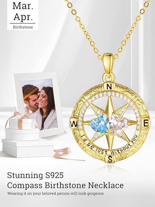 Valentine's Day Gifts for Wife 925 Sterling Silver Double Birthstone Pendant Necklaces I Love You for Always and Forever Necklace Anniversary Birthday Gifts for Wife Girlfriend Mom Her