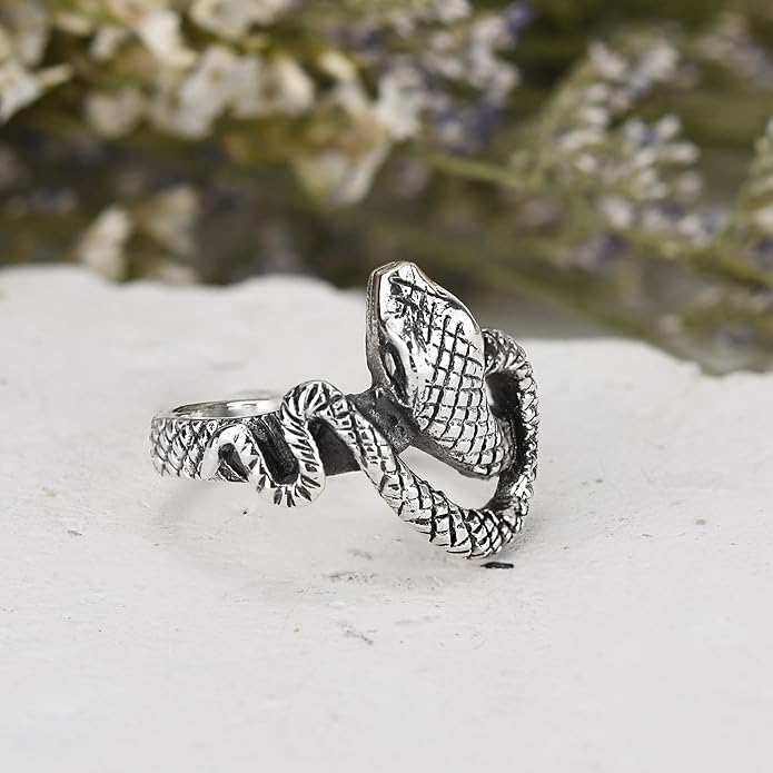 AeraVida Foxy Snake Coil Wrap Around .925 Sterling Silver Ring | Animal and Nature Inspired Silver Ring for Women | Elegant Snake Ring Accessory | Anniversary Jewelry Gift | Size 6-12