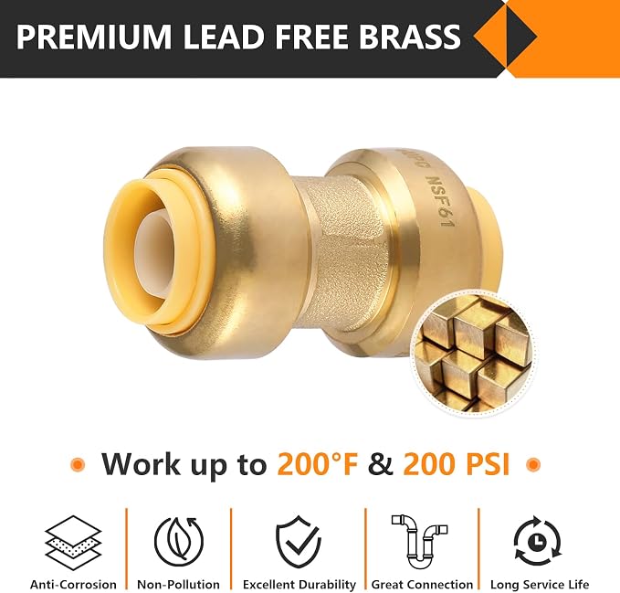 100PC HeSun Pushfit Coupling, 3/4"x3/4" Push to Connect Plumbing Fittings | - Image 3