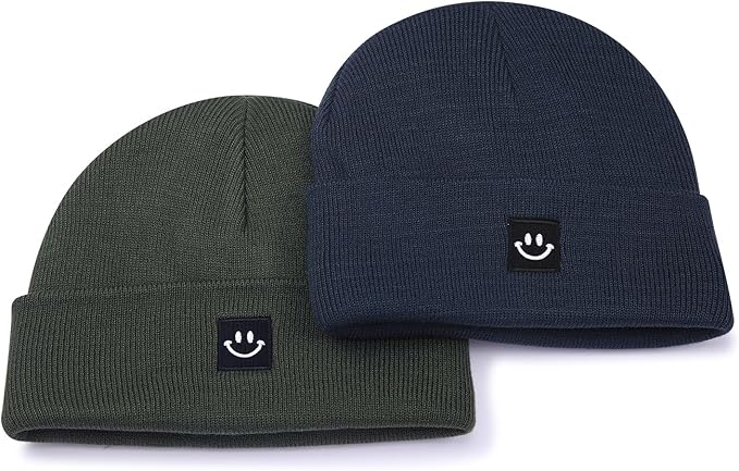 MaxNova 2 Pack Baby Beanie Fleece Lined Knit Toddler Hat for Girls Boys 0-8 Years