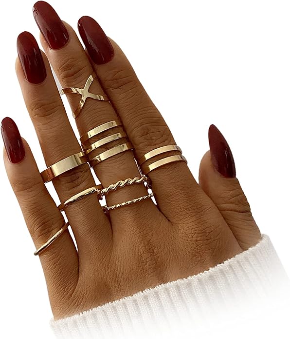 HAIAISO Silver Rings for Women Non Tarnish Stainless Steel Rings Set Dainty Gold Band Ring Stack Simple Stackable Thumb Pinky Ring for Multiple Size