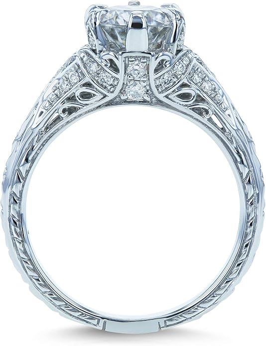 Kobelli Moissanite (GH) 6-Prong Antique Style Engagement Ring 1 1/6 CTW 14k White Gold, 5.5