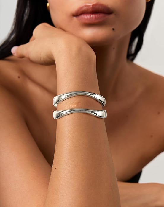 Elegance 11 designs Gold Bangles For Women Chunky Trendy Hinged Cuff Open Bracelet Wide Minimalist Bracelets Jewelry Gift