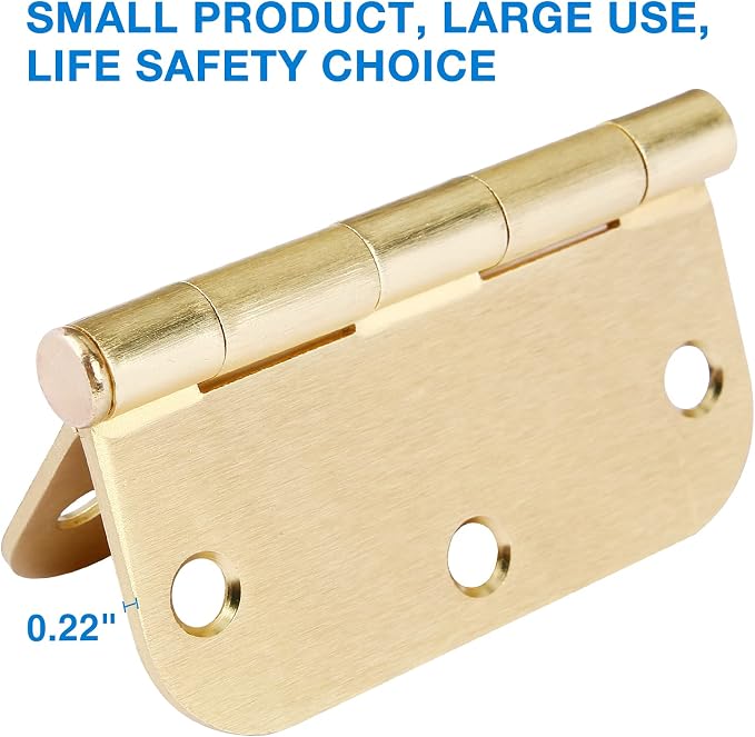 Door Hinges Satin Brass 3.5 Inch x 3.5" Interior Gold Door Hinges - Image 6