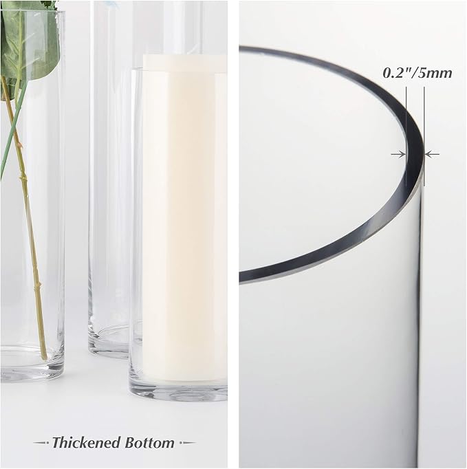 WGVI Quality Thick Weighted Clear Cylinder Glass Vases, Flower Bud Vase Skinny - Image 8