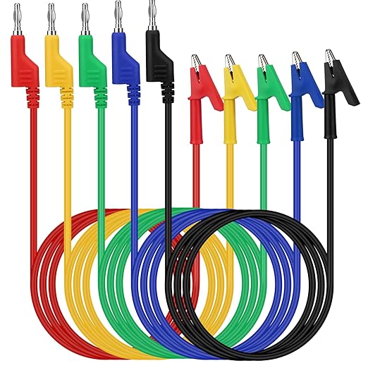 SWANLAKE 5-Piece Banana Plug to Alligator Clip Test Leads, 1000V 15A 3.5ft/1M by SWANLAKETOOLS