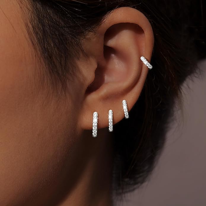 Small Gold Huggie Hoop Earrings Set for Women Men Hypoallergenic 14K Plated Stack Cartilage Earrings, Multiple Piercing Lightweight Mini Thin Cute Dainty Trendy Jewelry Set Christmas Gifts for Women