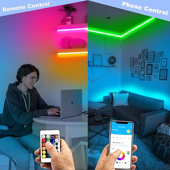 DAYBETTER 65.6Ft Smart Led Lights, 2835 RGB Led Strip Lights Kits - Image 2