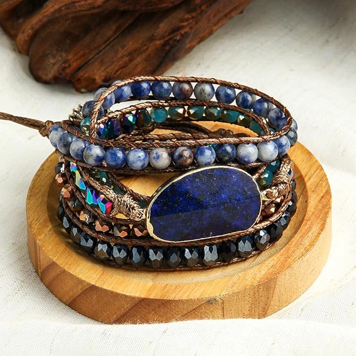 ZOSOJONA Women Wrap Bracelets Boho Natural Stone Jasper Turquoises Strand Bracelet Jewelry Collection