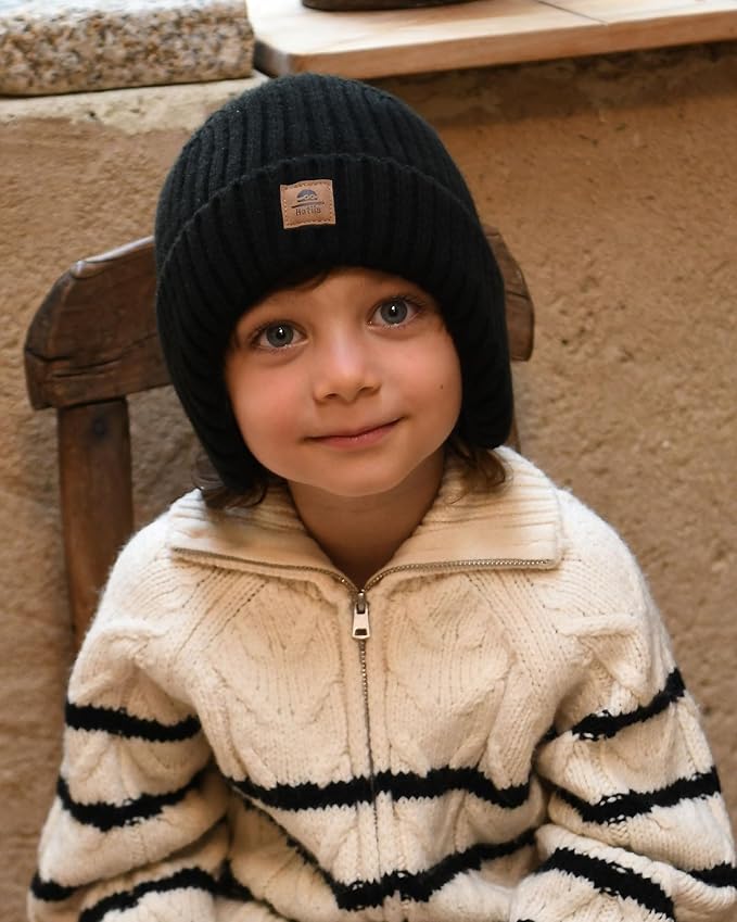 Baby Beanie Fleece Lined Toddler Winter Hat with Ear Flaps Little Girls Boys Warm Hats Cute Beanies for Kids