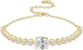 3CT Oval Moissanite Link Bracelet, 8x10mm Oval Cut D Color VVS1 925 Sterling Silver Adjustable Moissanite Bracelets for Women Mom Birthday Jewelry Gifts
