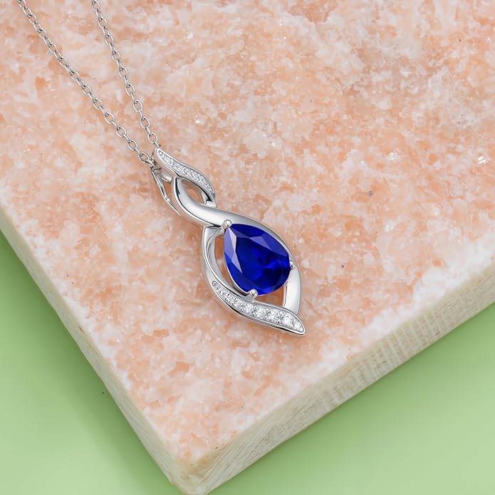 Birthstone Necklace for Women 925 Sterling Silver Infinity Love Jewelry Valentines Day Birthday Gifts for Her Mom Wife Girlfriend