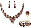 BriLove Wedding Bridal Jewelery for Women Austrian Crystal Teardrop Cluster Statement Necklace Dangle Earrings Link Bracelet Set