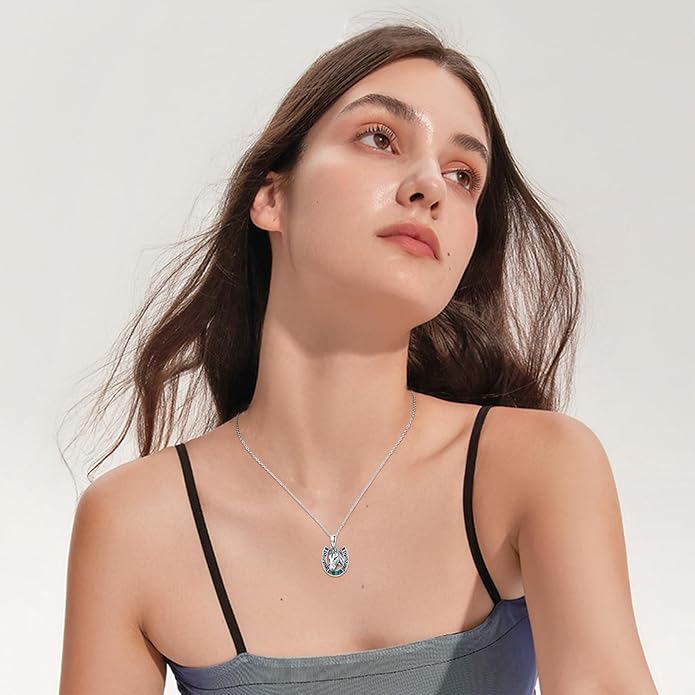Western Cowboy Necklace 925 Sterling Silver Horseshoe Pendant Western Jewelry Cowgirl Gifts for Women Girlfriend Cowboy Cowgirl