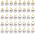 100PCS Faux Pearl Alloy Pendants, Round Pearl Golden Alloy Pendant with Loop, Elegant Pendants Charms for Jewelry Making Bracelets Necklaces Earring Keychain DIY Craft Findings