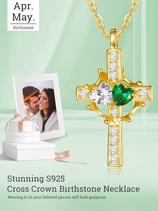 Valentine's Day Gifts for Wife 925 Sterling Silver Double Birthstone Pendant Necklaces I Love You for Always and Forever Necklace Anniversary Birthday Gifts for Wife Girlfriend Mom Her