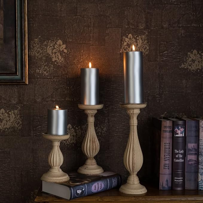 MOZEAL 3" x 8" Hand-Poured Unscented Large Candle, Smokeless Rustic Pillar - Image 6