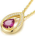 Iefil Valentines Day Gifts for Her - 14K Gold Plated Birthstone Necklace for Women, 925 Sterling Silver Teardrop Necklace, Anniversary Birthday Gifts for Wife Girlfriend Mom