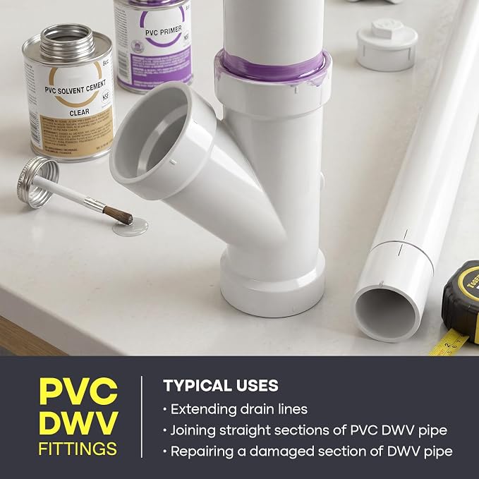 SUPPLYGIANT™ 3" x 3" x 1-1/2" PVC DWV Wye Reducing Hub – White PVC Drain - Image 8