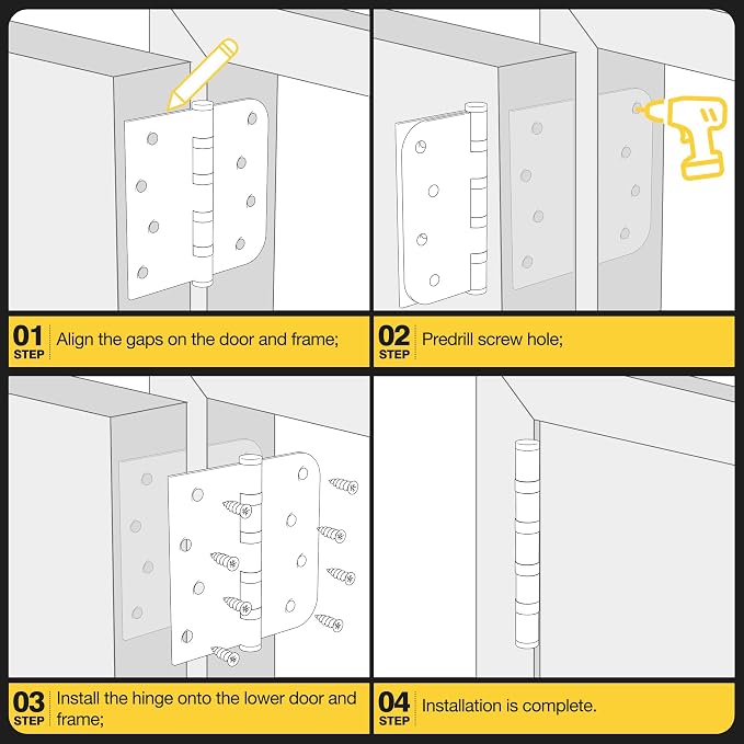 KOLET Ball Bearing Door Hinges, 4 x 4 Inches, Matte Black, 12 Pack | Heavy Duty - Image 7