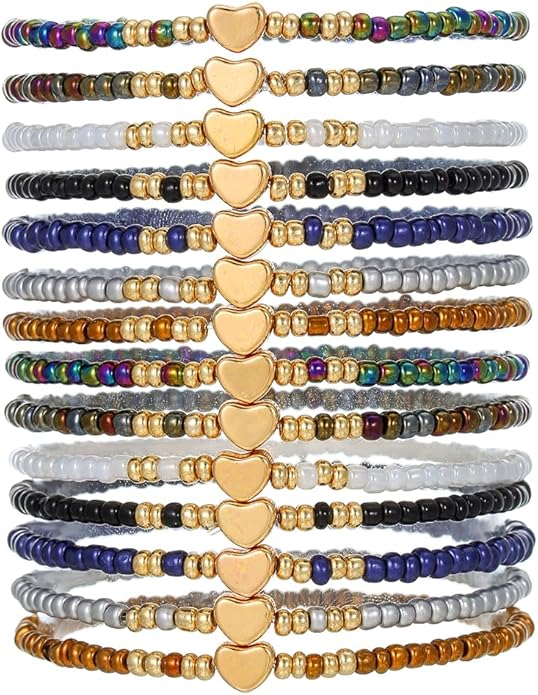 Friendship Bracelets Boho Stackable Bracelets for Women Surfer Heishi Clay Bead Bracelets Stretch Preppy Bracelets Colorful Boho Bracelets for Women