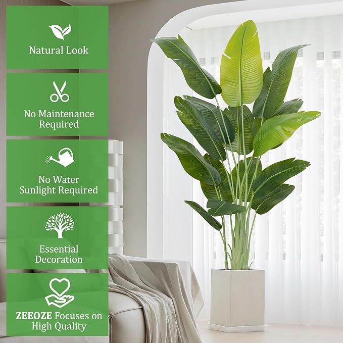 Artificial Bird of Paradise Plant 6.5Ft Tall Fake Tropical Palm Tree Large Fake - Image 7
