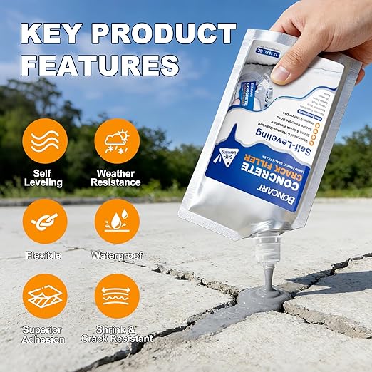 Concrete Crack Filler, Self-Leveling & Fast Drying, Waterproof, 39.57 Fl Oz | - Image 6