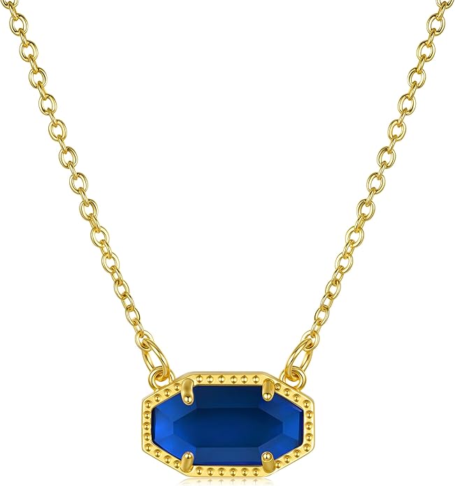 Birthstone Necklace for Women 14K Gold Plated Dainty Pendant Teen Trendy Stuff Jewelry Gift Chain 17+3 Inch