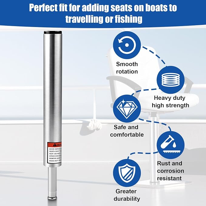3/4" Boat Seat Pin Post, 1.5-Inch Diameter Marine Aluminum Alloy Pedestal Base - Image 4
