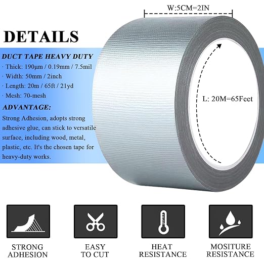 2 Pack Duct Tape Heavy Duty, Waterproof, Heat Resistant, Strong Adhesive - Image 2