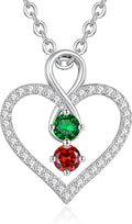LOUISA SECRET Infinity Double Birthstone Necklace, 925 Sterling Silver Tiny Pendant Heart Necklace for Women Wife Her, Best Jewelry Gift Heart Jewelry Meaningful Gift for Valentine's Day, Christmas, Birthday Anniversary