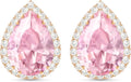 Linawe Women Stud Earrings, Teardrop Diamond Moissanite Cubic Zirconia Earrings Studs Rhinestone Jewelry Gold/Silver/Rose Gold