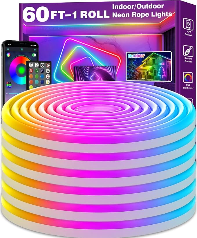 AILBTON 18m Smart Waterproof LED Neon Lights, Music Sync Color Changing by AILBTON