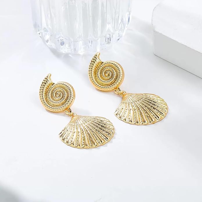 Gold/Silver Shell Dangle Earrings for Women Seashell Drop Dangle Earrings Ocean Beach Earrings Summer Jewelry