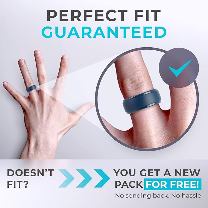 ThunderFit Silicone Rings for Men - 7 Rings / 4 Rings / 1 Ring Step Edge Rubber Wedding Bands 10mm Wide - 2.5mm Thick