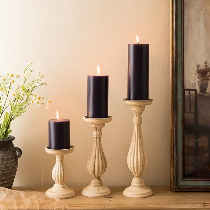 MOZEAL 3" x 4" Hand-Poured Unscented Candle, Dripless Pillar Candle Set of 3 - Image 6