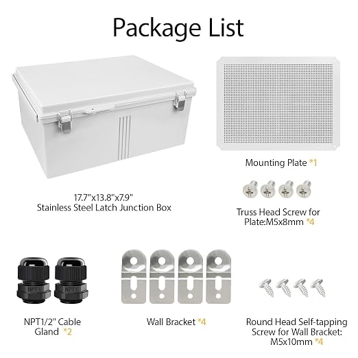 Electrical Box, IP67 Waterproof Hinged Cover Stainless Steel Latch Junction Box - Image 8