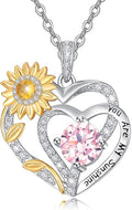 Valentine's Day Gifts for Wife 925 Sterling Silver Double Birthstone Pendant Necklaces I Love You for Always and Forever Necklace Anniversary Birthday Gifts for Wife Girlfriend Mom Her