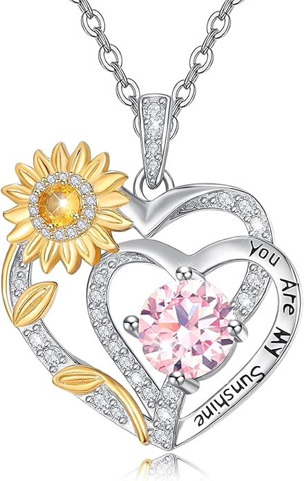 Valentine's Day Gifts for Wife 925 Sterling Silver Double Birthstone Pendant Necklaces I Love You for Always and Forever Necklace Anniversary Birthday Gifts for Wife Girlfriend Mom Her