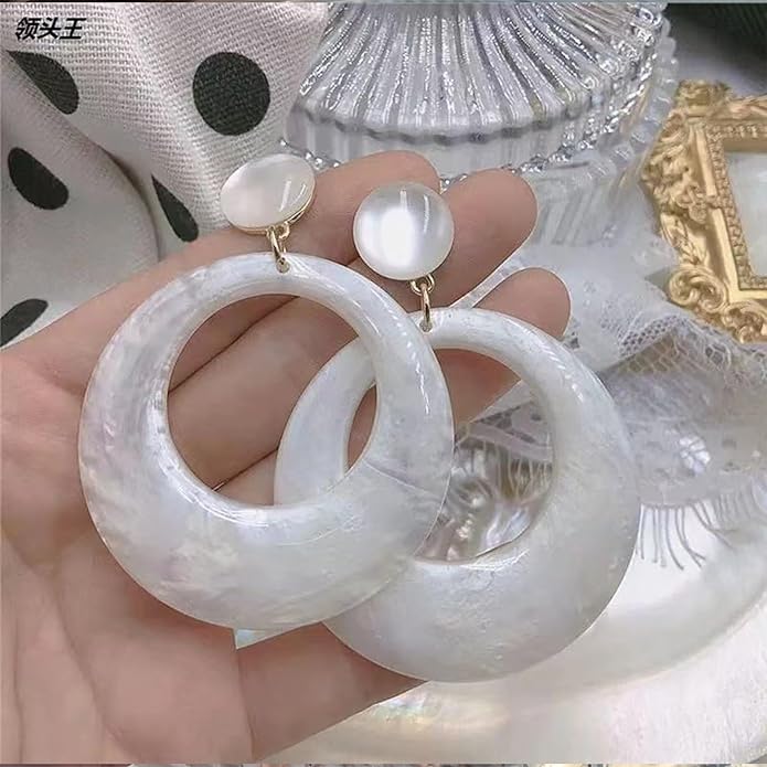 70s Earrings Retro White Acrylic Hoop Earrings 70s Accessories for Women 70s Jewelry Disco Outfits for Women