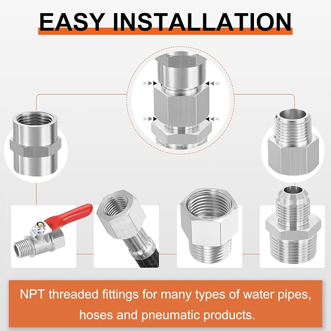 1 Pack 304 Stainless Steel FeMale to Male Adapter, M10*1 FeMale x 1/8" Male NPT - Image 5