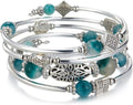 BULINLIN Layered Wrap Bangle Turquoise Bracelet - Bead Bracelet with Natural Agate Stone, Gifts For Women