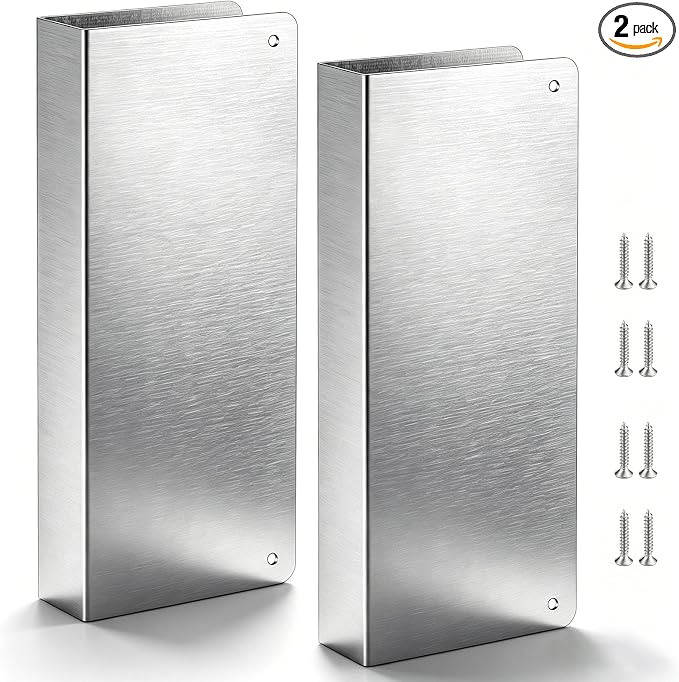 2 Pack 22 Gauge Stainless Steel Blank Wrap-Around Door Plates | 5 x 12 in by Otoolling