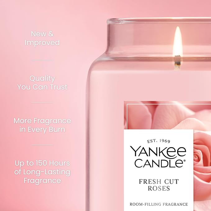 Yankee Candle Fresh Cut Roses Scented Candle, 22oz Large Jar - Image 3