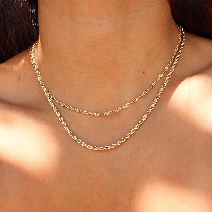 CHESKY Layered Necklaces for Women, 14K Gold Plated Chain Necklace Women Trendy Cuban Link Paperclip Chain Toggle Clasp Necklace Fashion Chunky Jewelry for Women